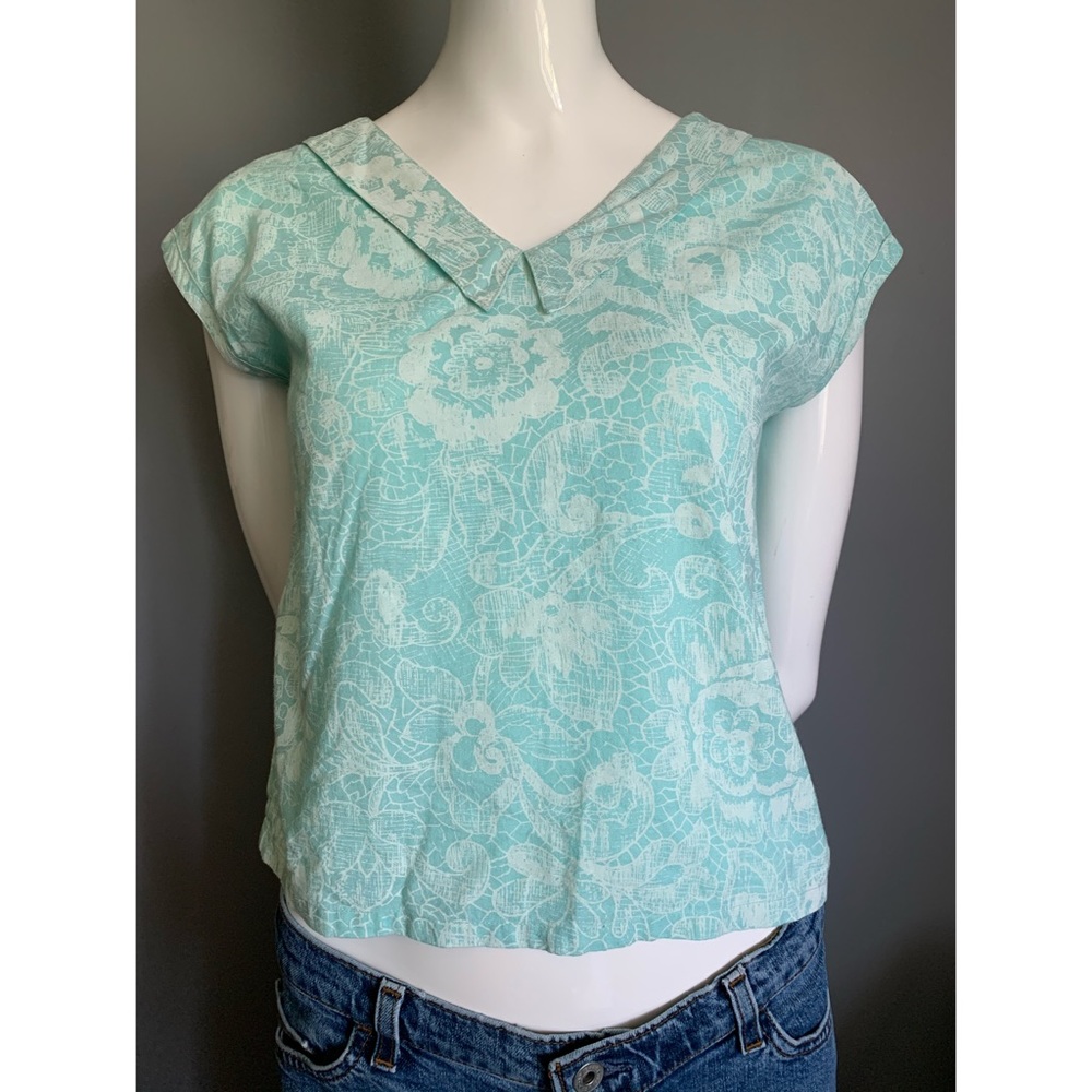 vintage monalisa : lace print cotton crop top